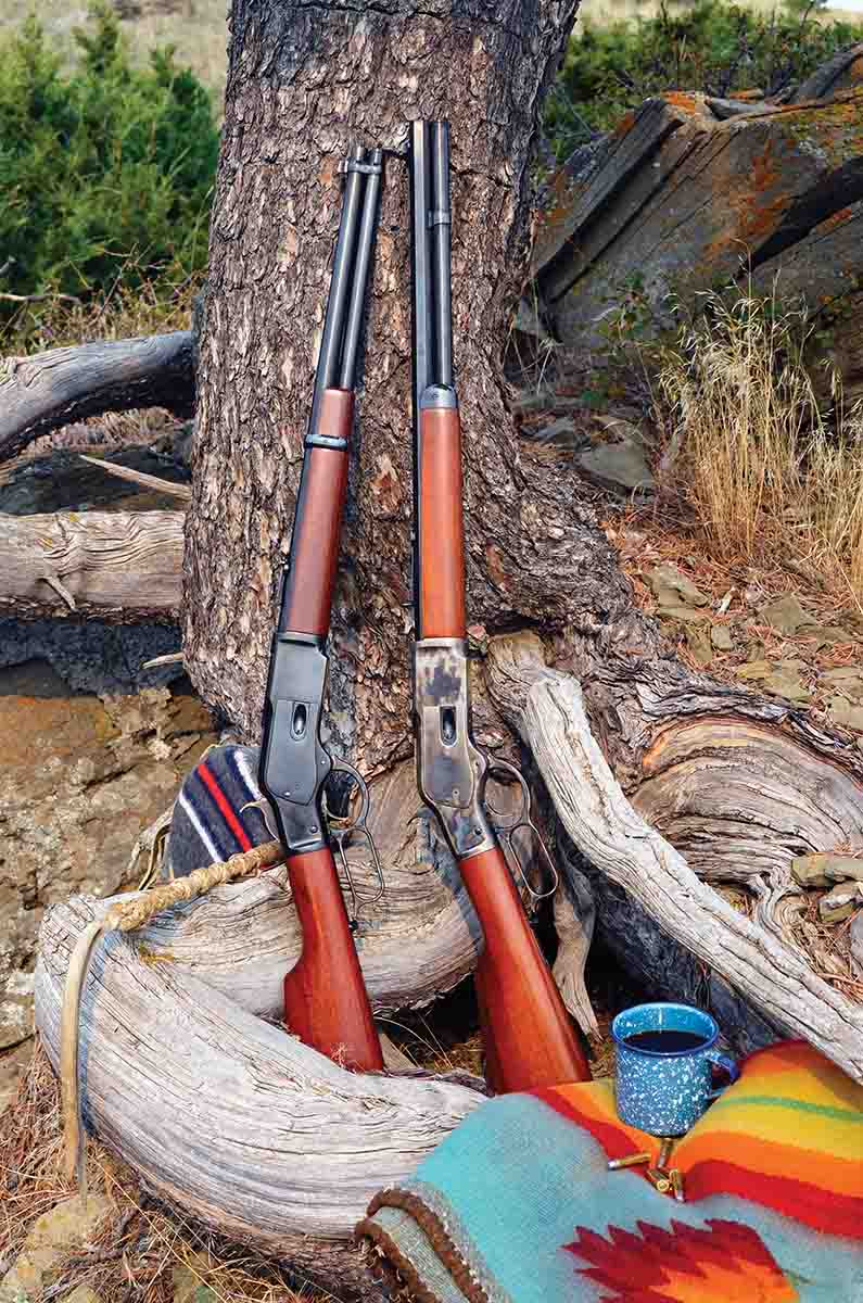 The focus of Mike’s .32-20 lever gun project were these Cimarron/Uberti Model 1873 replicas. At left is the saddle ring carbine. At right is the Short Rifle.